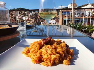 arroz con pulpo y sobrasada