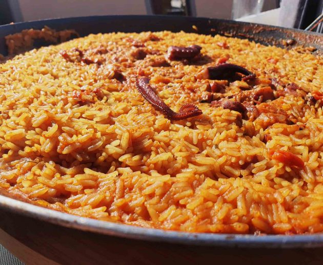 arroz con pulpo y sobrasada sin gluten