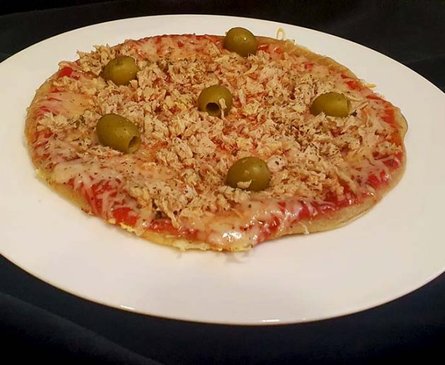 pizza en sartén sin gluten