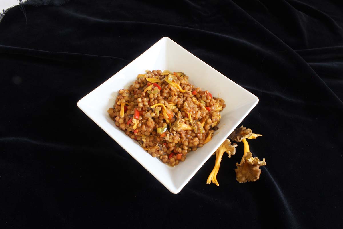 lentejas con setas y verduras