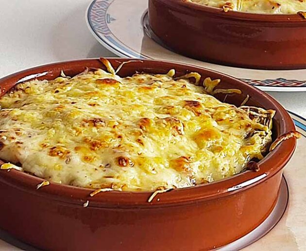 ALCACHOFAS CON BECHAMEL DE JAMÓN APTAS PARA CELÍACOS